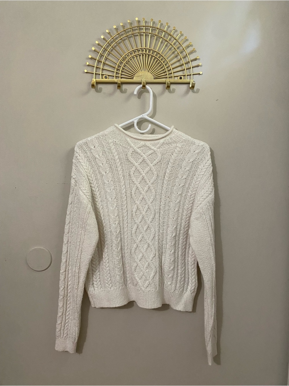 J. Crew Ivory Cable Knit Crewneck Sweater
